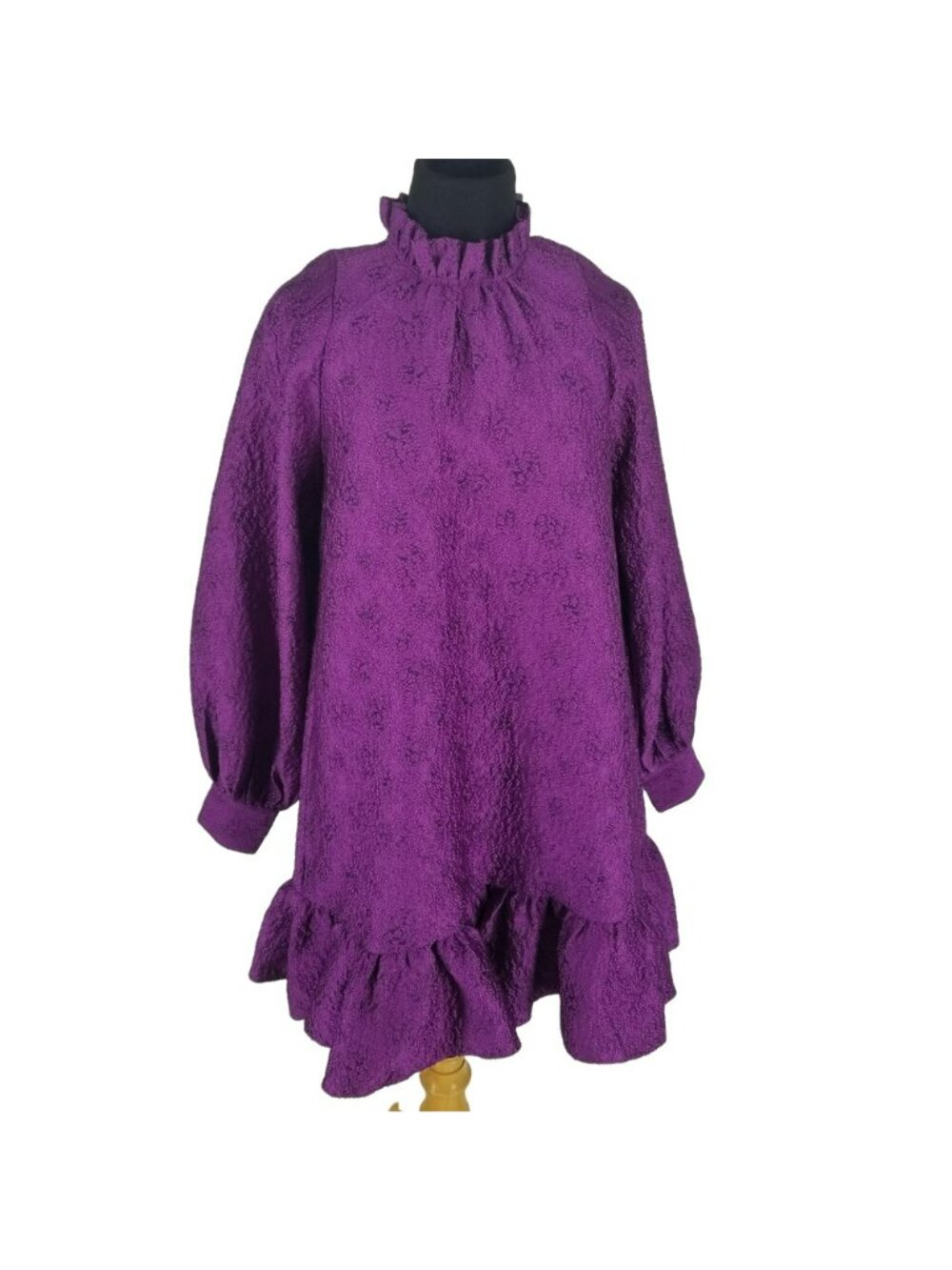 Ulla Johnson $1145 Victorian Ruffle Neck Babydoll Cocktail Dress - Picture 5 of 16